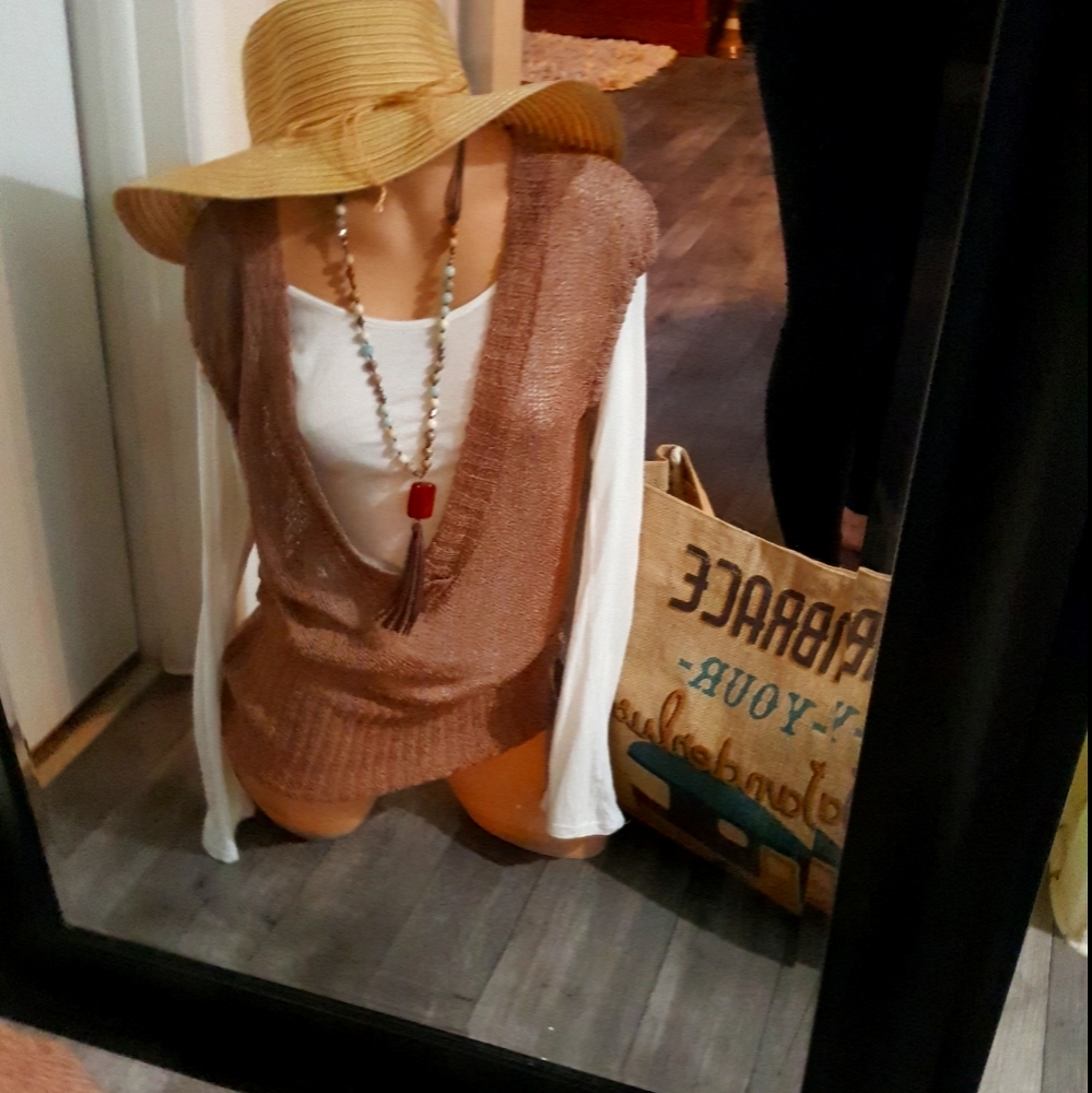 SALE NWOT BEBE Tan Brown Vest .Chic Bo Ho